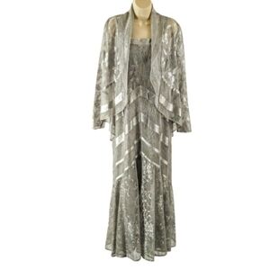 Damianou  mettalic bronze two piece special occasions maxi dress